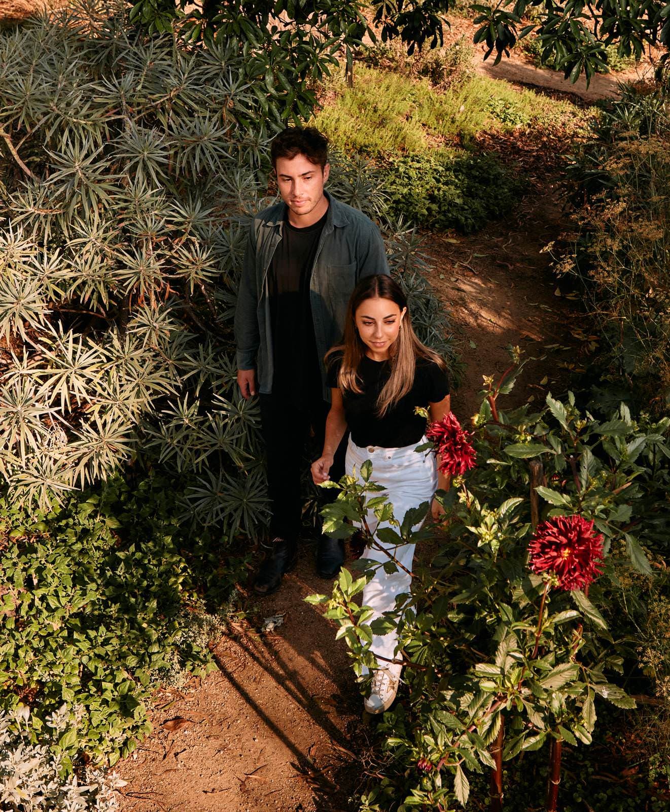 Couple walking on path